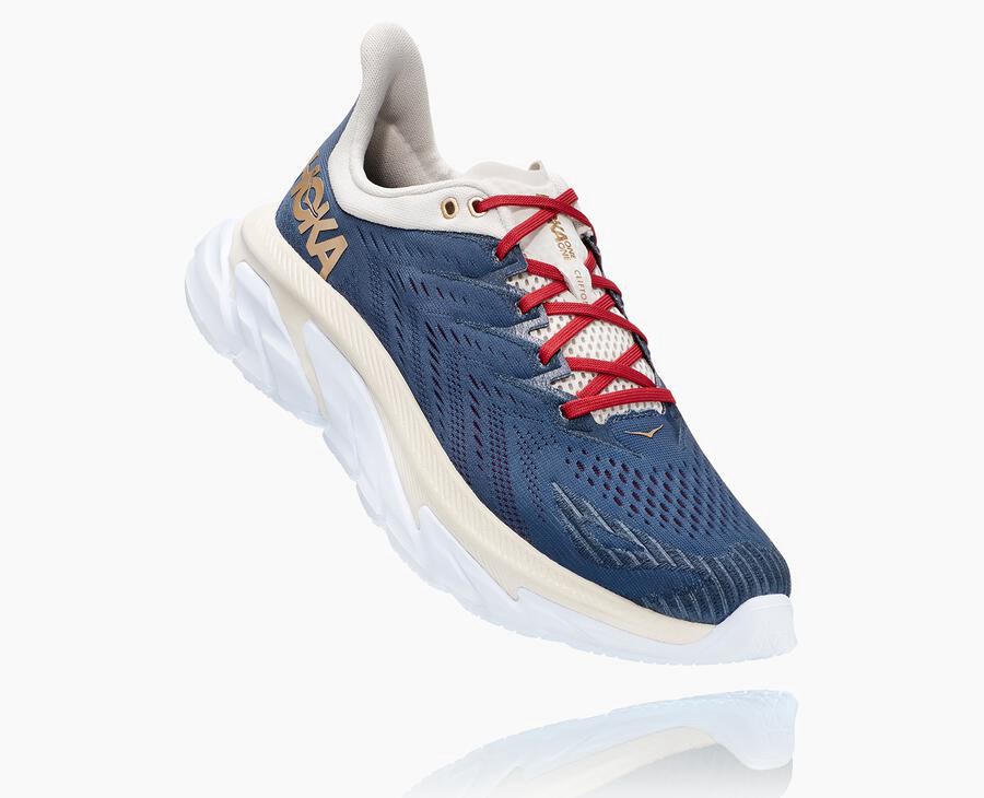 Hoka One One Running Shoes Womens Blue/White - Clifton Edge - 94853VUPM